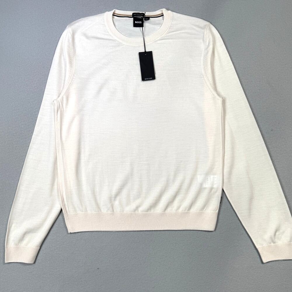 Hugo Boss Leno Wool Crewneck Sweater white Small $178